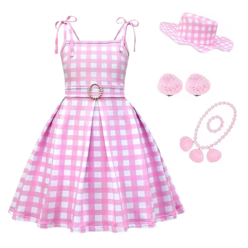 Vestido Rosa de la Película Barbi 2026 2024 para Niñas, Disfraz de Cosplay, Ropa para Fiestas de Halloween y Carnaval para Niños 8WUPQ