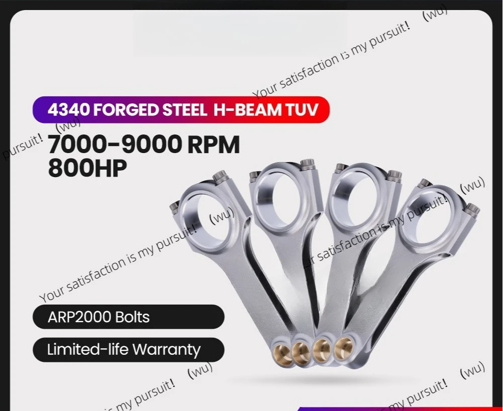 

Connecting Rods Conrod ARP2000 Bolts For Ford Duratec Mazda MZR 2.3L 6.094" Balanced Floating EN24 TUV Crankshaft Shot Peen Pin