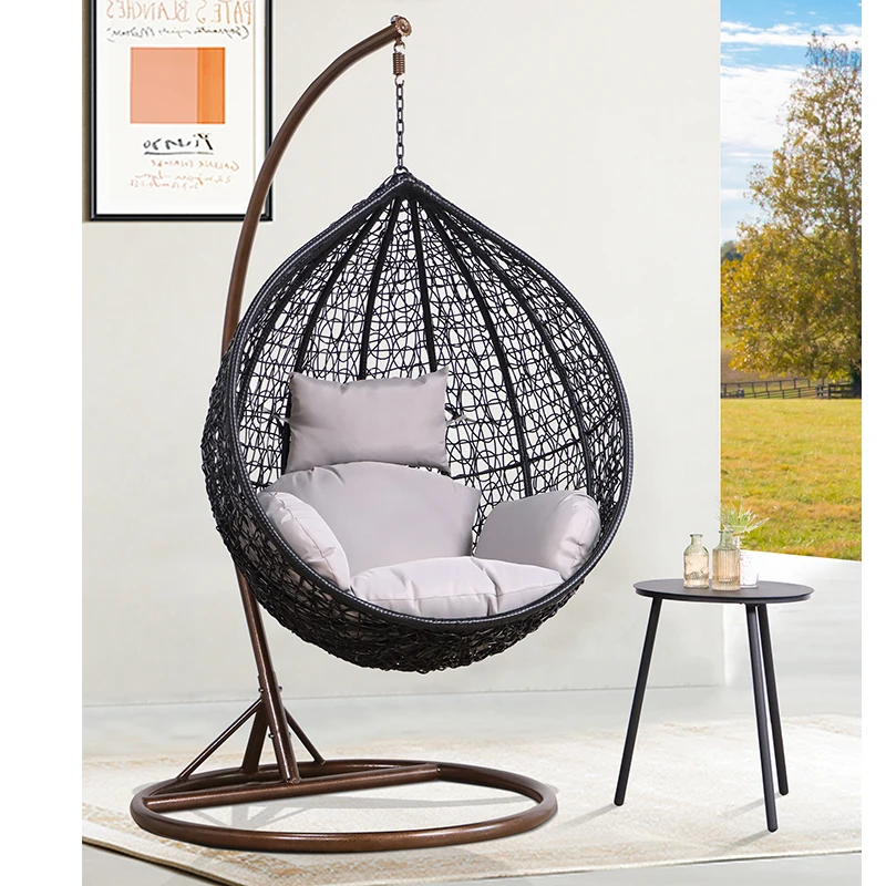 xx-Cheap Price PE Rattan Hanging Chair Bamboo Patio Swings Wicker Egg Hammock for Indoor and Outdoor