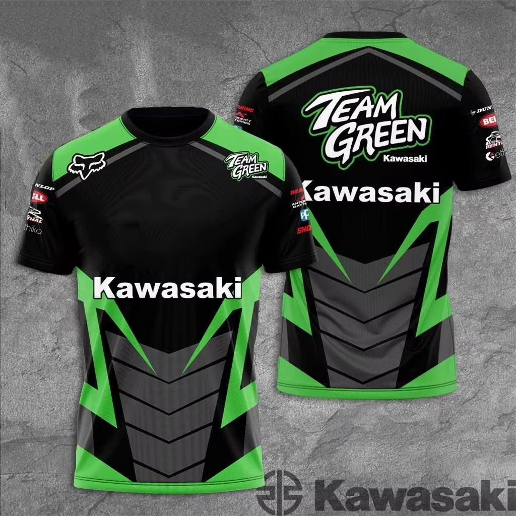 Kawasaki Racing Team Men T-shirt Summer Short Sleeve 3D Print Women Tee Shirts Motorcycle Sports Children Clothes Tops