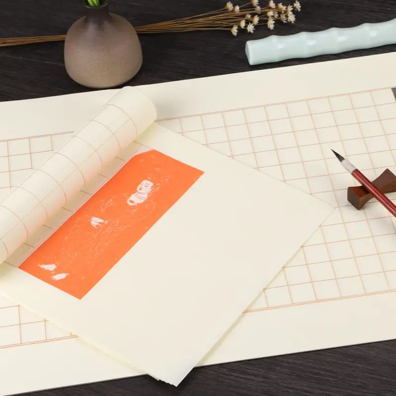 Batik Rubbings Rice Paper Small Regular Script Griding Half Ripe Xuan Paper Brush Calligraphy Practice Handwriting Xuan Paper