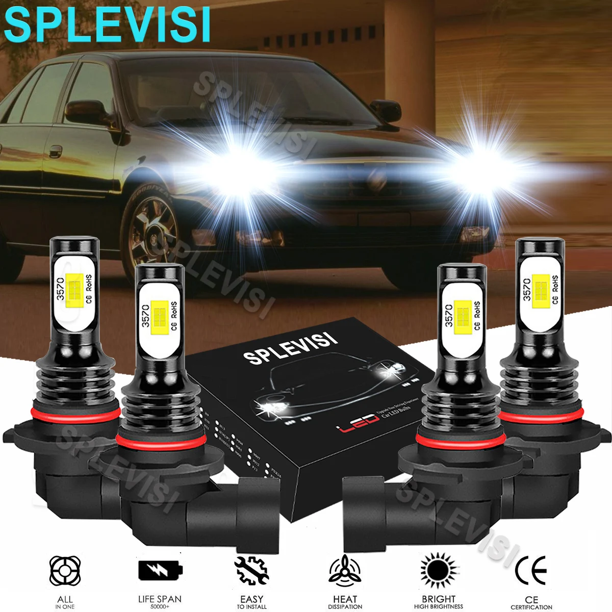 

4x LED White Headlight Hi Low Beam Bulbs 6000K For Cadillac DeVille 1987-2005 Cadillac CTS 2003-2007 Cadillac Escalade 1999-2002