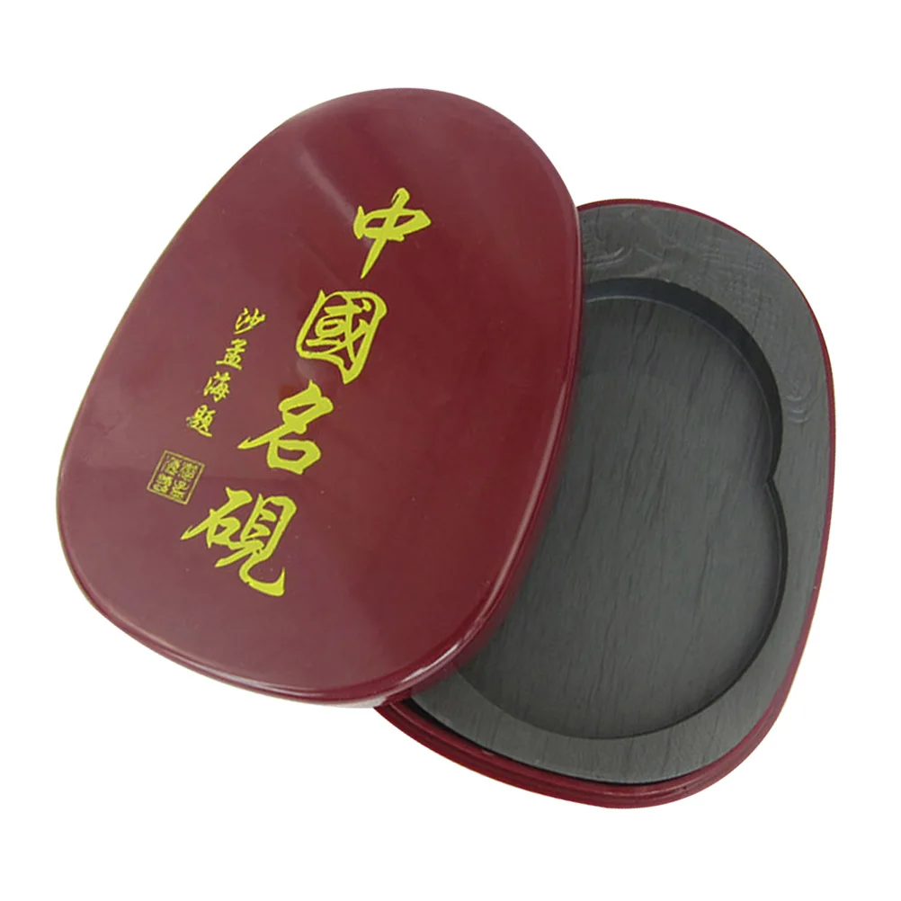 

Inkstone with Cover Chinese Sumi-e The Circle Stones Calligraphy Work Inkstones