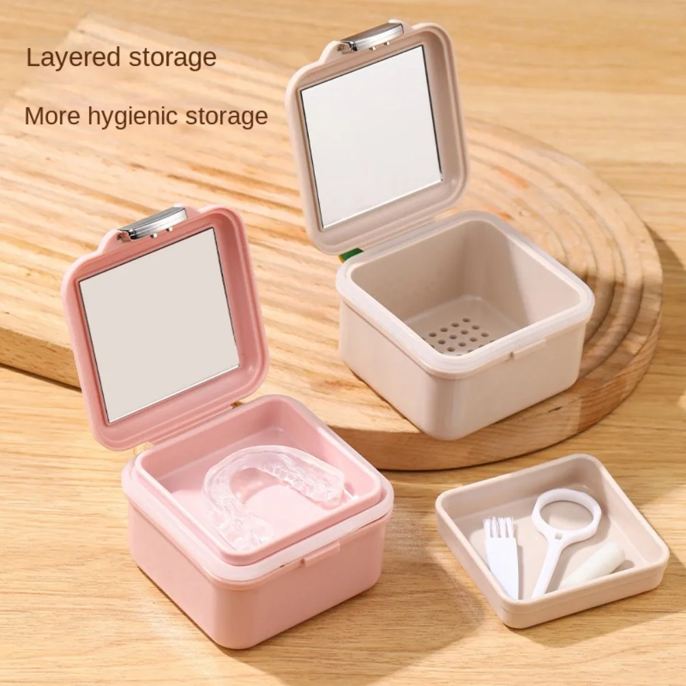 New PP Tooth Socket Box Dental Cleaning Clean Denture Case Portable Multifunction Dentures Cleaning Box Braces