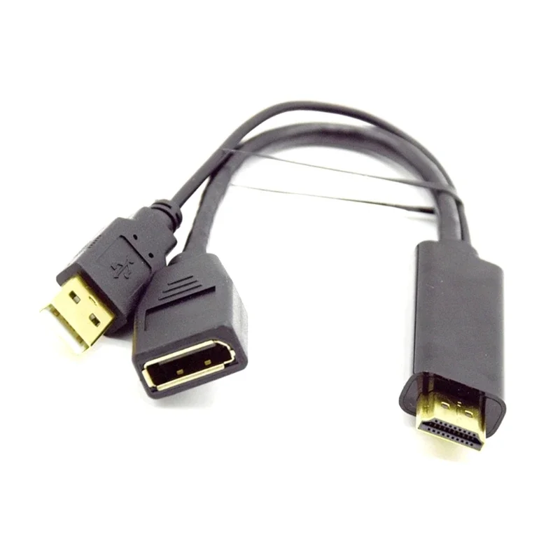 

HDTV Male To DisplayPort Female Adapter With USB Power Port High Resolution For 4K@60Hz Gaming And Workstations