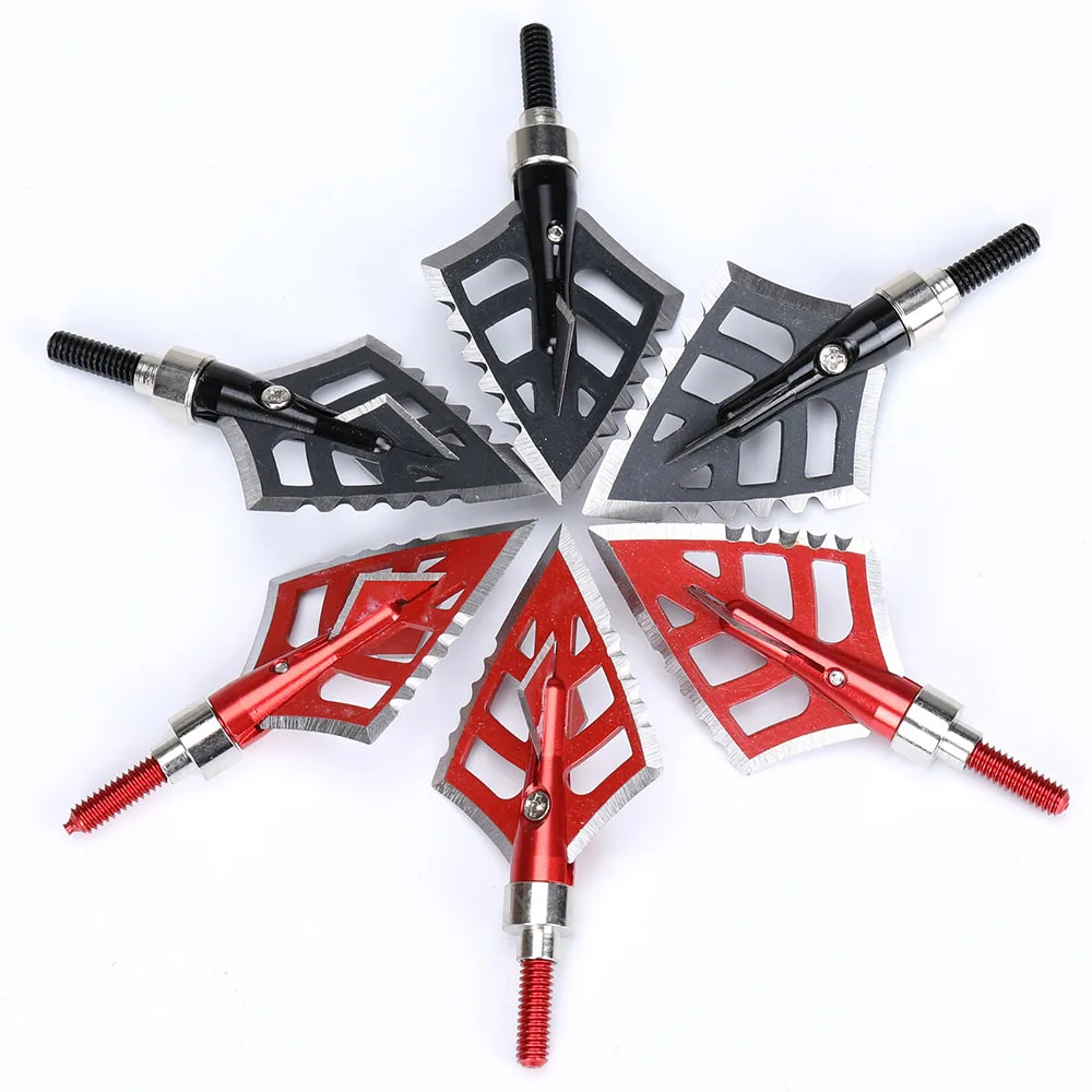 

Archery Broadheads 100 Grain Hunting Shooting Arrow Heads Arrow Tip for Crossbow Compound Bow Arrowhead Red/Black 6pcs