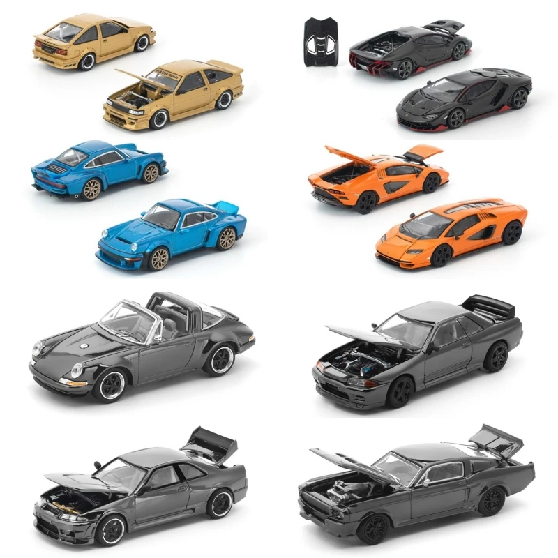 [PreSale] Xcartoys X POP RACE 1:64 SINGER 964 Targa R32 SKYLINE R33 GT500 SHELBY MUSTANG Dark Chrome Diecast Model Car