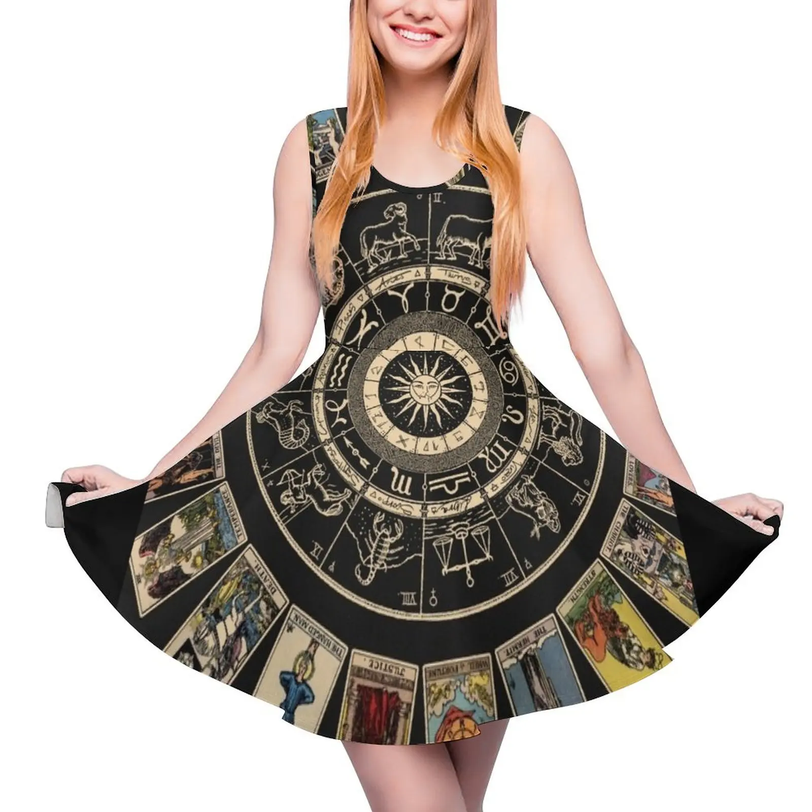 

Wheel of the Zodiac, Astrology Chart and the Major Arcana Tarot Sleeveless Dress Women"s evening dress dresses summer woman 2024