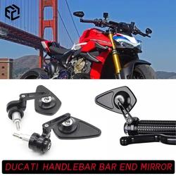 Motorcycle Black CNC Aluminium Handlebar Bar End  Mirror For DUCATI  Streetfighter V4 848 MONSTER 821 1200 Scrambler 400 800