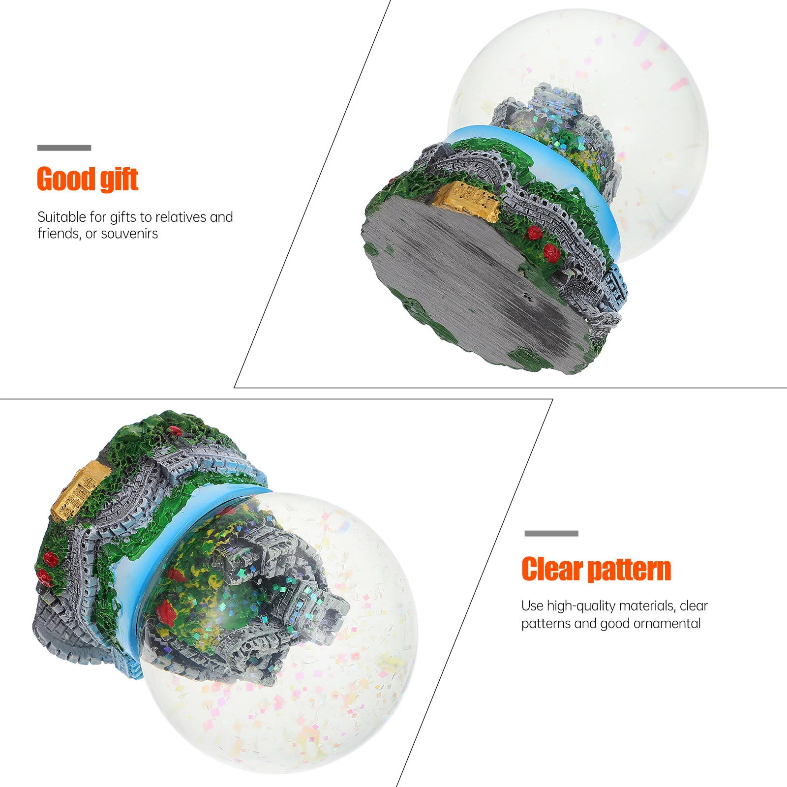 

1Pcs Vivid Great Wall Crystal Ball Decoration Handmade Resin Water Material Luxury Interior Accessory for Bookshelf Desk Study