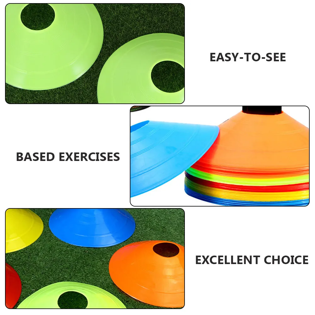 1Set Soccer Training Disc 50 Bright Color Field Cone Markers Football Training Marker Discs Carrying Bag Field Cone Markers