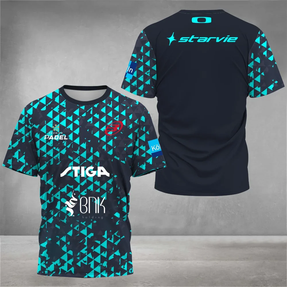 2024 Breathable Men\'s Padel Clothing 3D Printed Quick Dry Short Sleeve Jerseys Casual Loose Tennis Sports Crew Neck T-Shirt Top