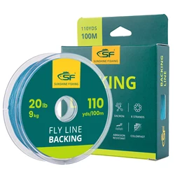 SF 50m/100m Fly Fishing Backing Line ８Strand Hollow Polyeaster Braided Fly Fishing Line Fly Fishing Trout Backing Line 20lb 30lb