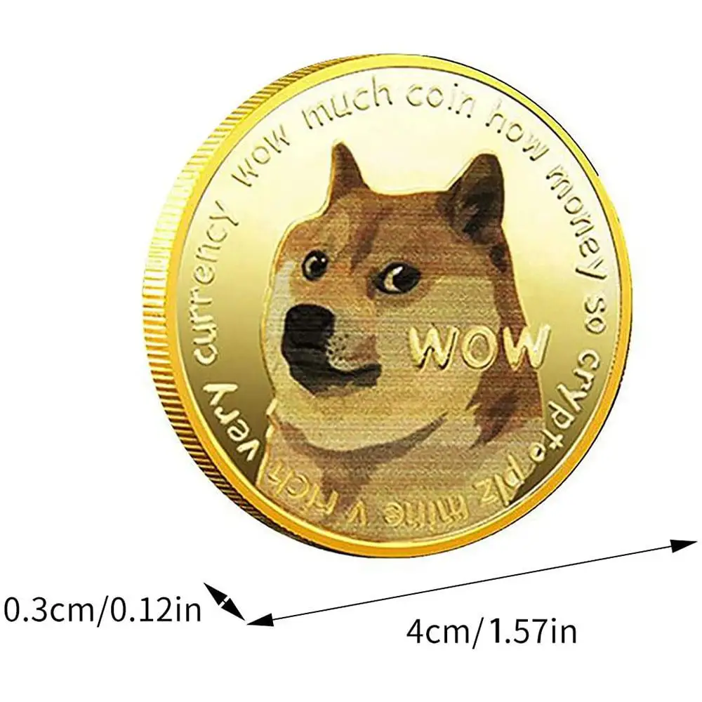 1~10PCS Gold/Silver WOW Dogecoin To The Moon In Doge We Trust Gold Plated Commemorative Cute Dog Pattern Printed