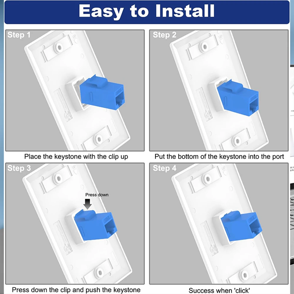 ZoeRax Cat 6 Ethernet Wall Plate, Ethernet Wall Plate Female-Female Removable Compatible with Cat6/5/5e Ethernet Devices