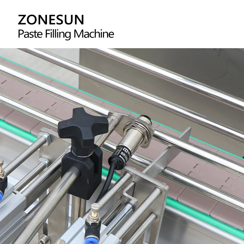 ZONESUN هوائيّ محرك معزز معجون سائل ماكينة حشو لزج كريم عسل كاتشب صلصَة الفلفل الحار خط إنتاج