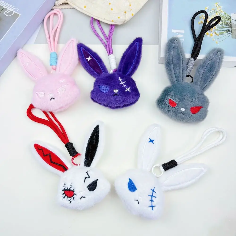 Fashion Cute Gothic Bunny Keychain Animal Dark Style Rabbit Keyring Spooky Design Soft Halloween Key Rings Men Women