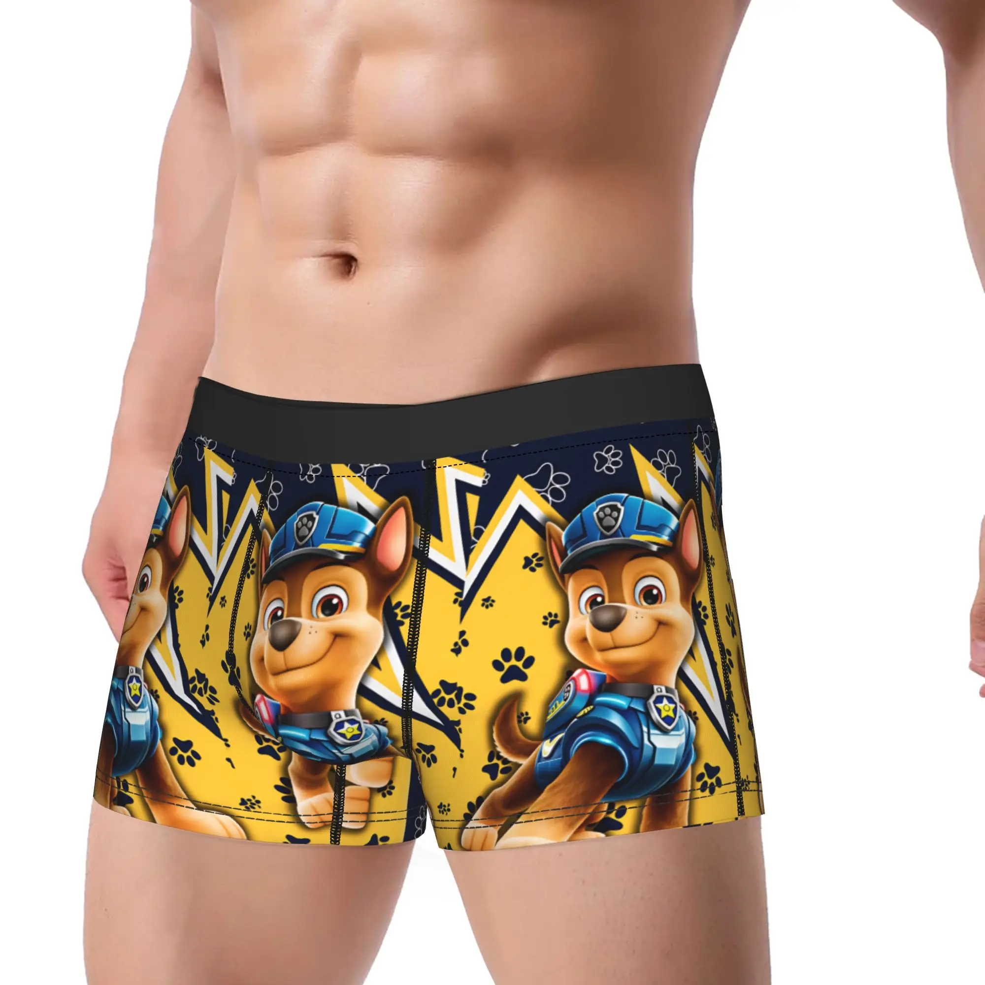 Paw Dogs Chase Police Puppy Portrait Underwear  Men Panties Design Elastic Boxershorts Quality Boxer Brief Big Size