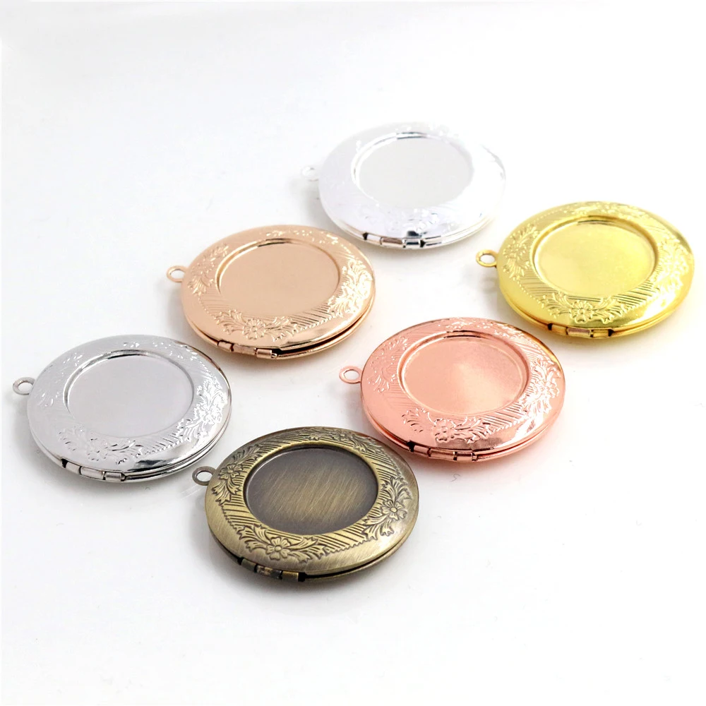 2pcs Inner 20mm Photo Locket Pendants Jewelry Tray Locket Pendant for DIY Cabochon Photo Essential Oil Diffuser Necklace