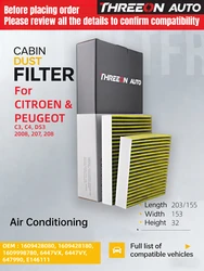 For CITROEN C3 2,3 C4 CACTUS 1.2 1.5 1.6 DS3 SA_ Peugeot 2008 1 207 207SW 208 TOC9740P Activated Carbon Cabin Filter CU21000-2