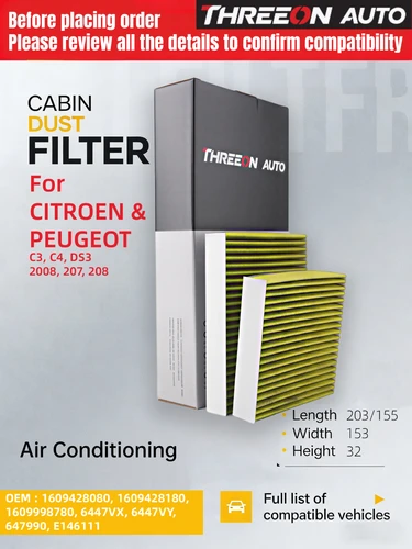 Imagen 1 del producto Filtro de Carbón Activado para Cabina TOC9740P CU21000-2 para CITROEN C3 2,3 C4 CACTUS 1.2 1.5 1.6 DS3 SA_ Peugeot 2008 1 207 207SW 208