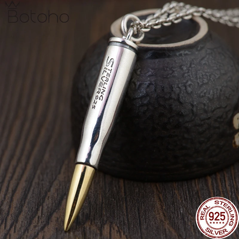 Bullet Style Open Gawu Box Pendant 925 Sterling Silver Tag Charm Silver & gold Color Simple Design Pendant Key Without Necklace