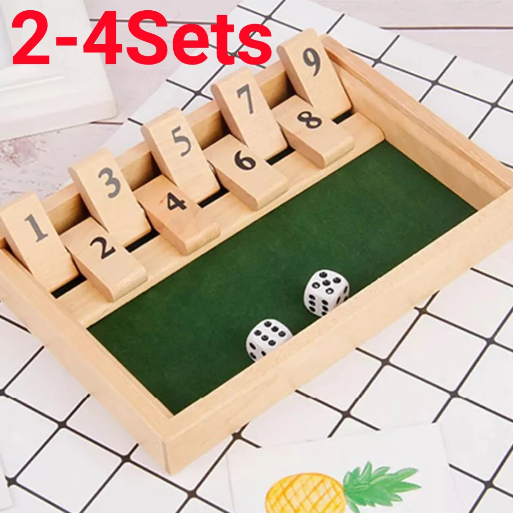 

2-4 комплекта Shut Box Bar Board Dice Game Семейные игрушки для путешествий Развлечения Настольные игры для 4 игроков с 9 цифрми Dice Party Supp
