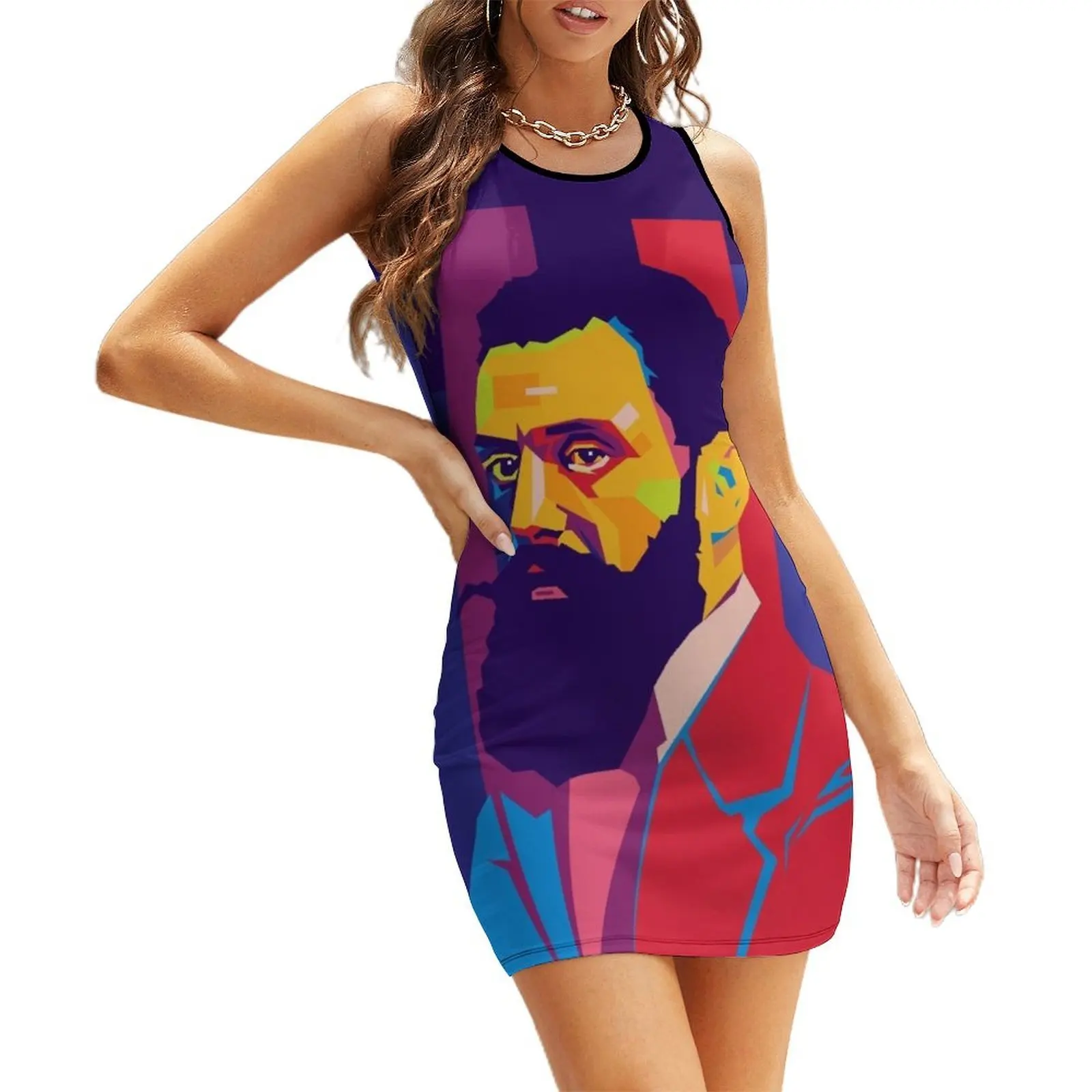 

Theodor Herzl WPAP design Sleeveless Sundress evening dress woman african dresses for woman summer clothes dresses for womens