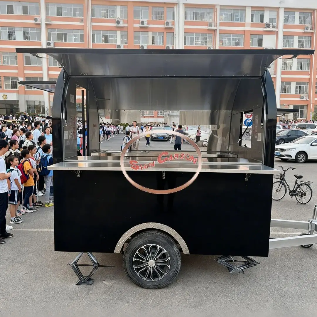 

Stainless Steel Mobile Food Cart with Sink And Electrical Outlets for Street Vending Food Trailer