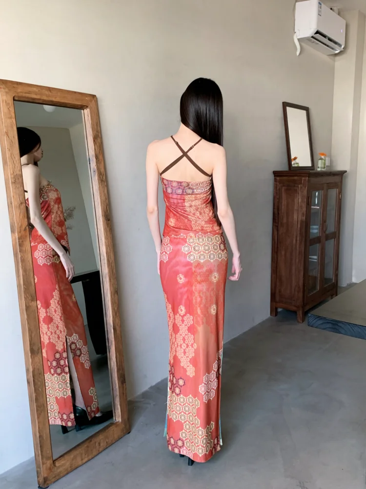 CHEERART Reversible Vintage 2 Pieces Set For Woman Summer Outfit Halter Neck Top And Long Skirt Matching Sets Designer Clothes