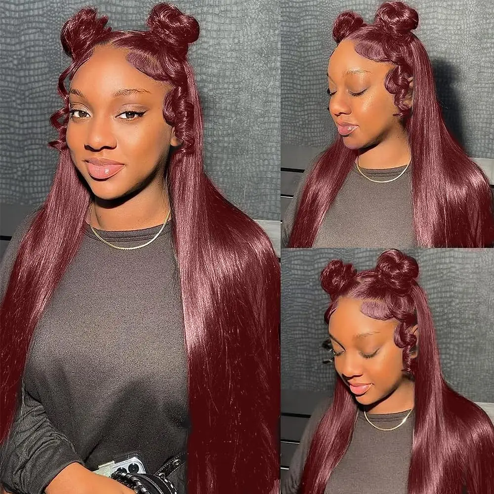 Reddish Brown Hd Lace Wig 13x6 Human Hair Pre Plucked 13x4 Straight Lace Front Wig Dark Red Brown Full Lace Frontal Wig 40 Inch