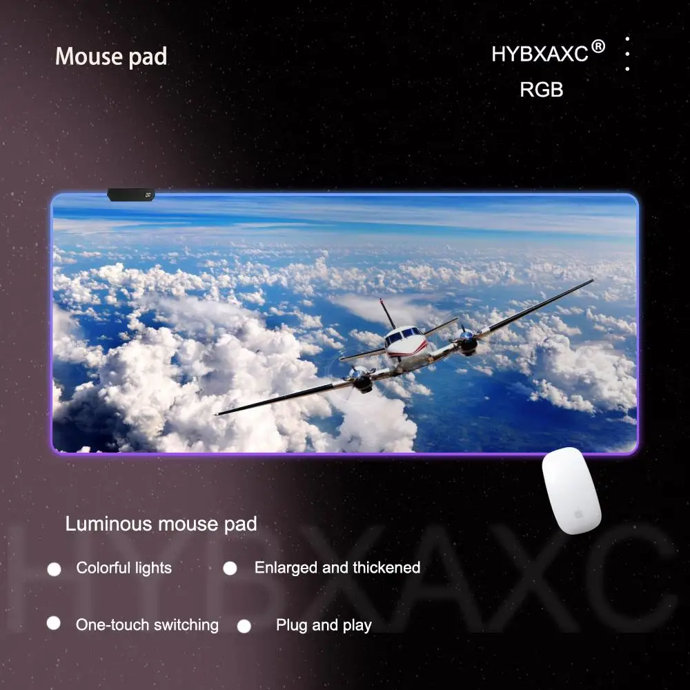 Large Mouse Pad 900X400 RGB Mousepad Aircraft Computer Table Surface Carpet Plane Gaming Desk Mat Aviation Airplane Pads Gamer