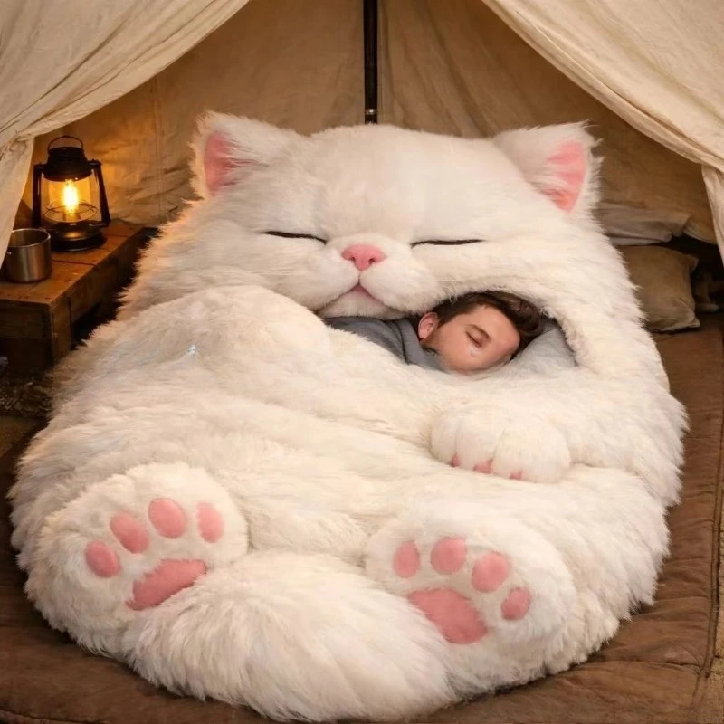 

Plush cat sleeping bag, winter adult plush cat sleeping bag