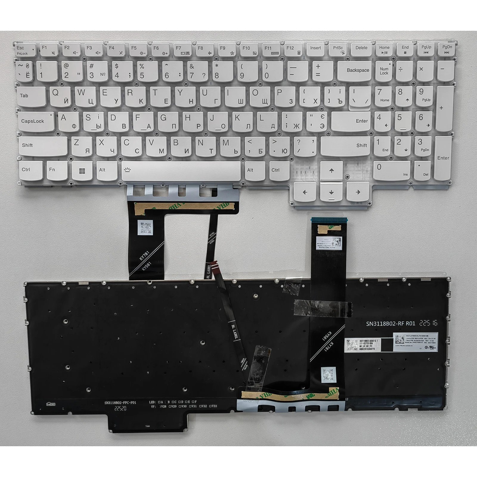 for Lenovo Y7000 2022 Y7000P 2022 Legion5 15IAH7H/PRO 16IAHTH RU Backlit White Laptop Keyboard