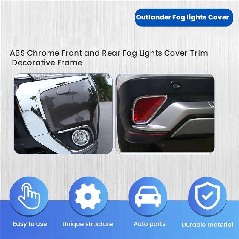 ABIB -ABS Chrom-Nebelscheinwerfer vorne und hinten, dekorativer Rahmen für Mitsubishi Outlander 2016–2020