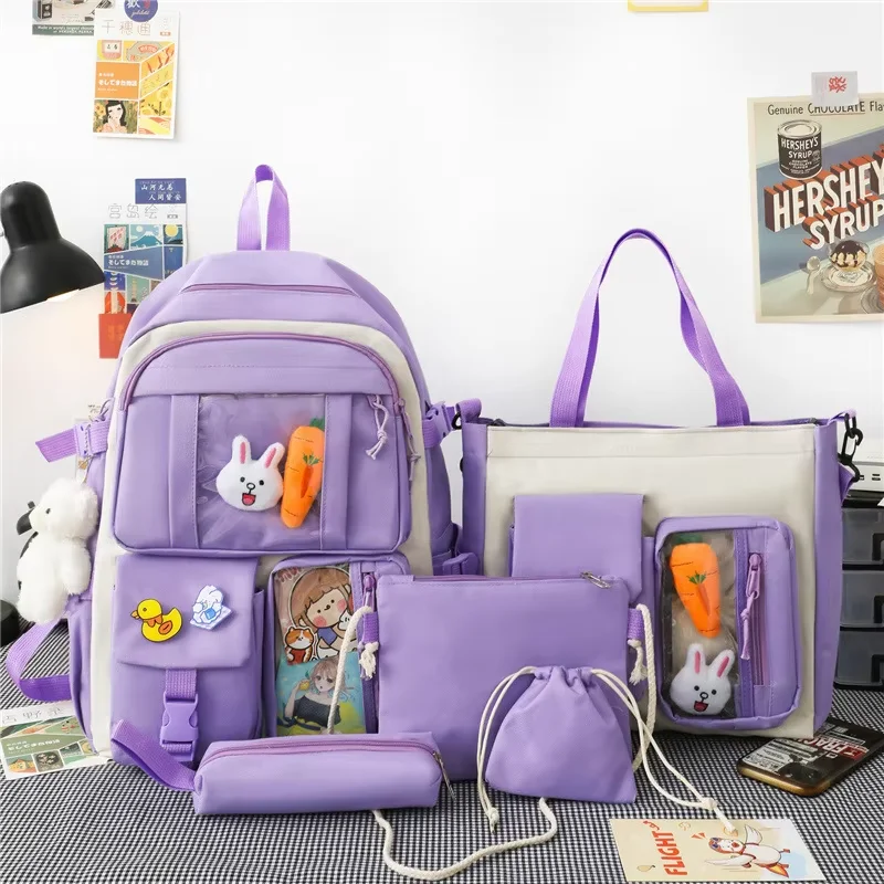 Four Piece Backpack Set For Middle And High School Students Lightweight and Large Capacity Backpack Textbook Bag