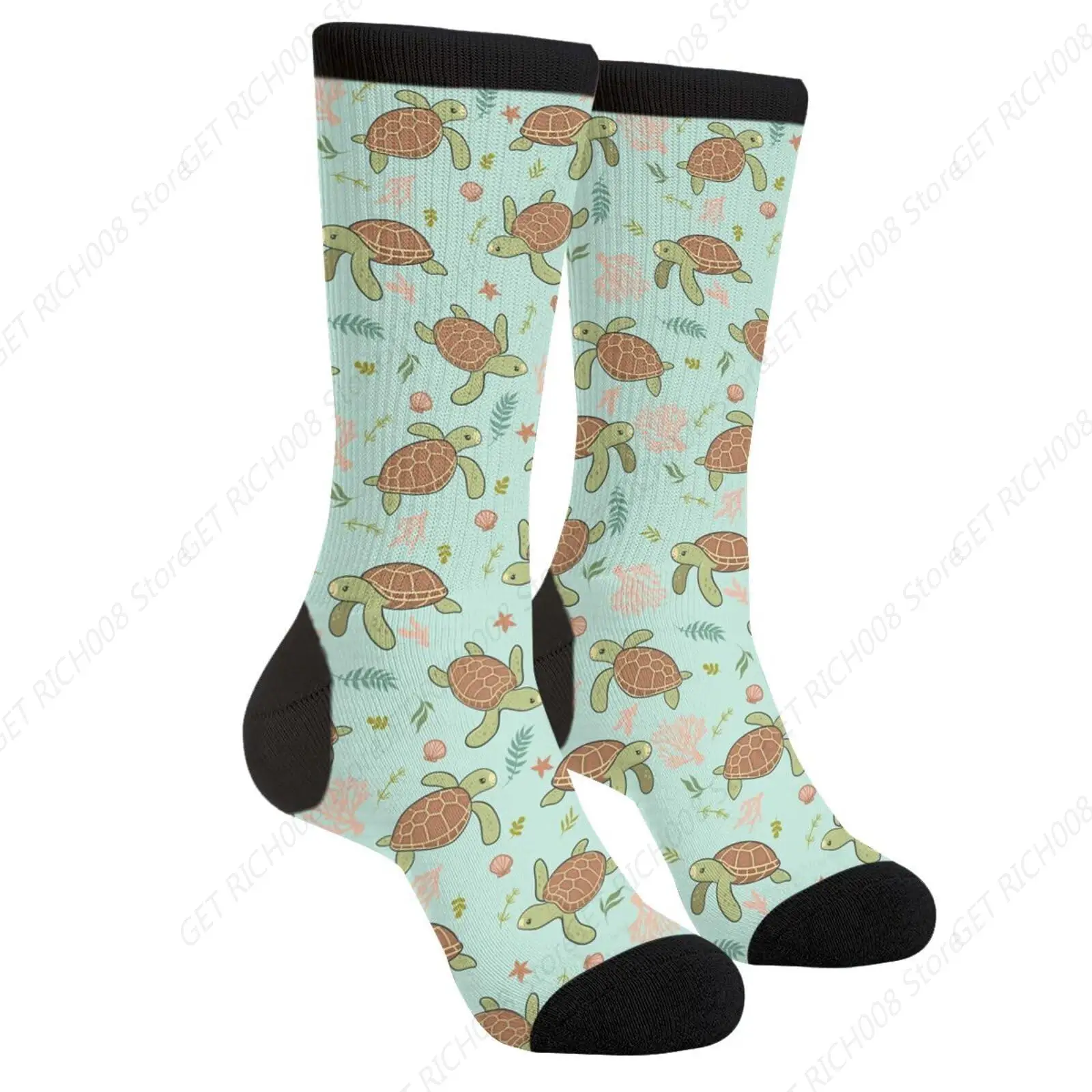 Cute Baby Turtle Novelty Fun Crew Socks Fashion Comfortable Men And Women Crazy Dress Socks