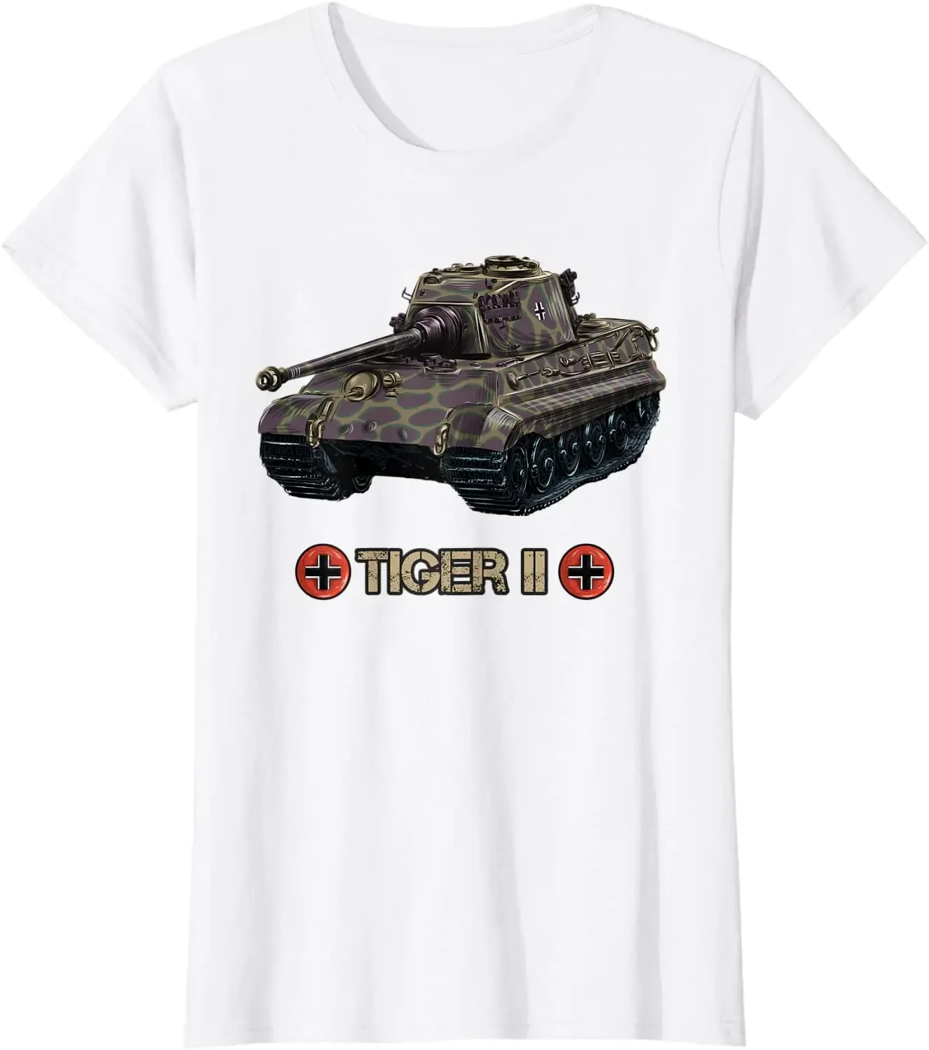 WW2 Wehrmacht Panzer VI King Tiger German Tiger II Tank T-Shirt 100% Cotton O-Neck Summer Short Sleeve Casual Mens T-shirt