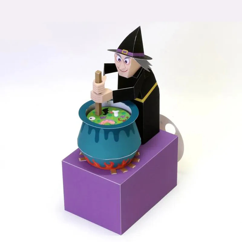 Machine origami Halloween witch holiday gifts assembled three-dimensional handmade paper model DIY handmade