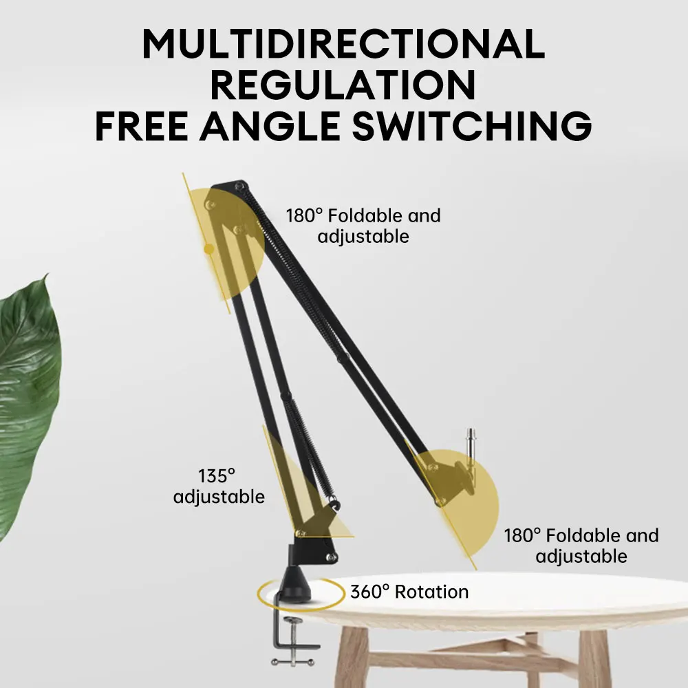 Regulowana wysięgnik z zawieszeniem mikrofonu, ramię nożycowe, stojak na mikrofon stacjonarny, uchwyt z klipsem, wspornik wspornikowy do nagrywania