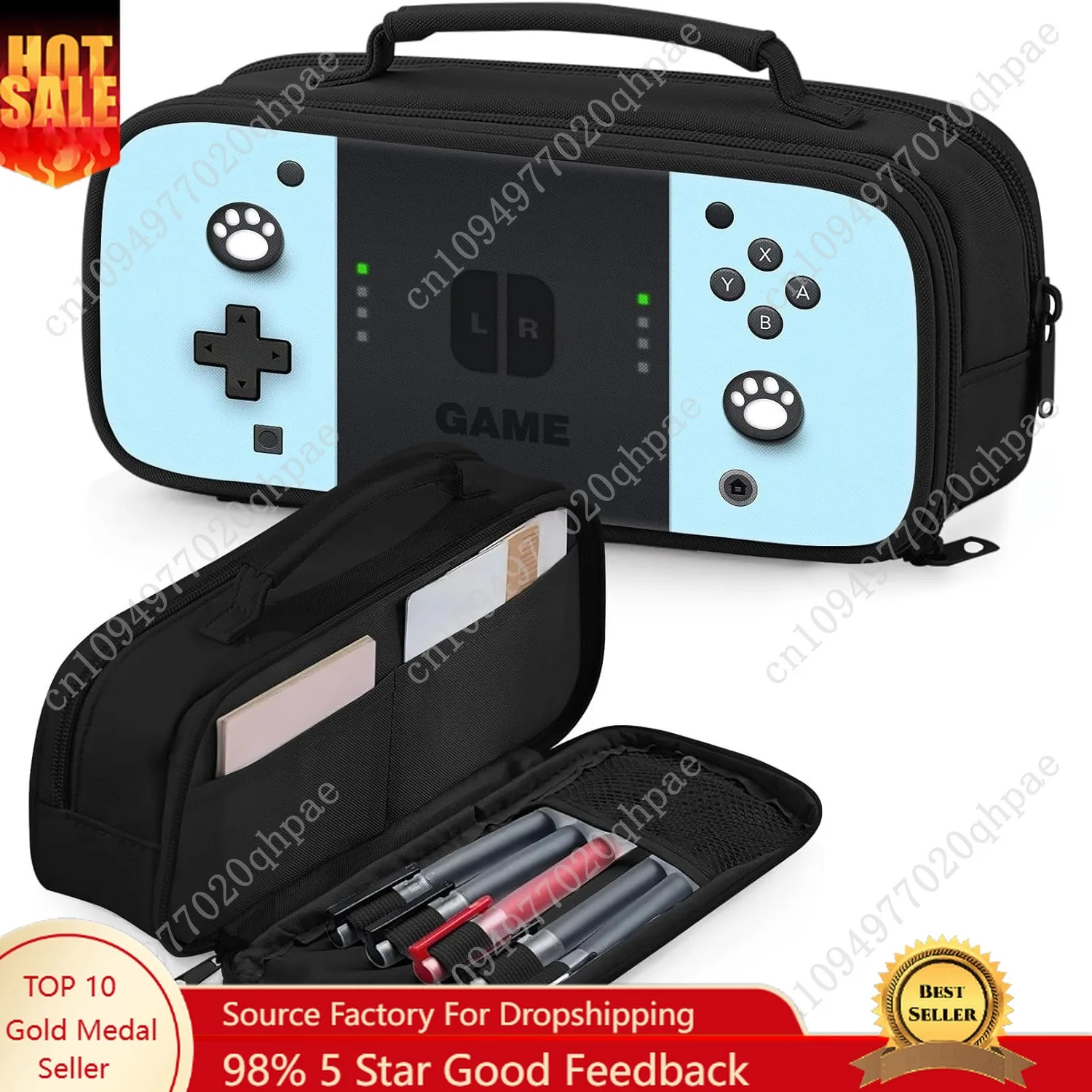 

Large Pencil Case for Boys - Gamer Boys Pencil Pouch With Handle - Big Capacity Pen Box Pen Bag With Zipper Compartments, School