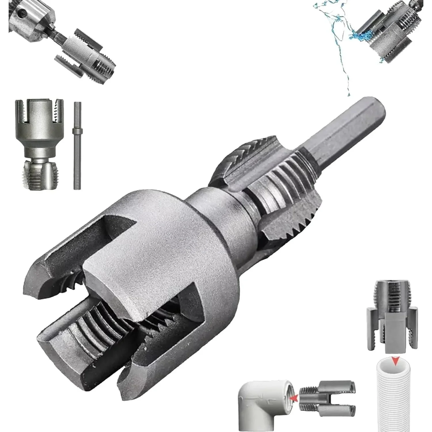 

Pipe Thread Cutting Tool - Electric Drill Compatible Pipe Threader Kit Maker Tool 13MM/23MM Tapping Shank Die Internal Threader