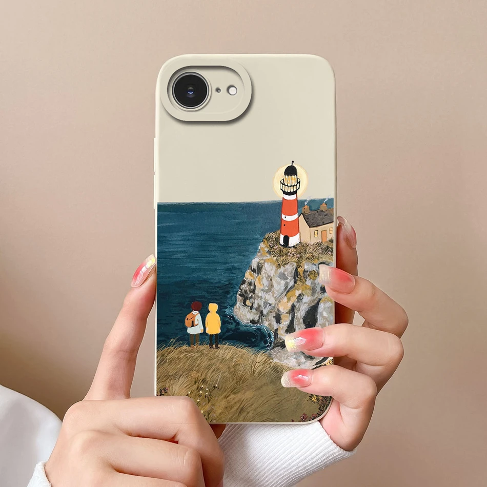 حافظة لهاتف آيفون 16E 2025 غطاء هاتف من السيليكون السائل الناعم تغطية كاملة ممتص للصدمات لهاتف SE 2025 غلاف خفيف الوزن مضاد للسقوط