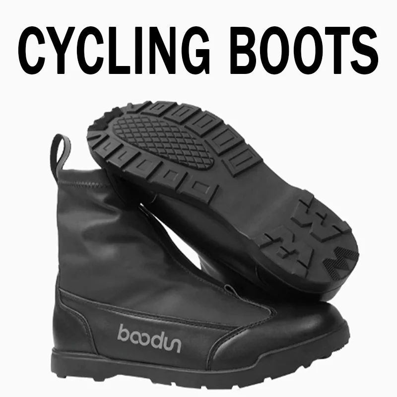 Brand BOODUN High Tube No Locked Cycling Shoes Keep Warm Motorcycle Boots Waterproof and Windproof Bicycle Hiking Leisure Boots