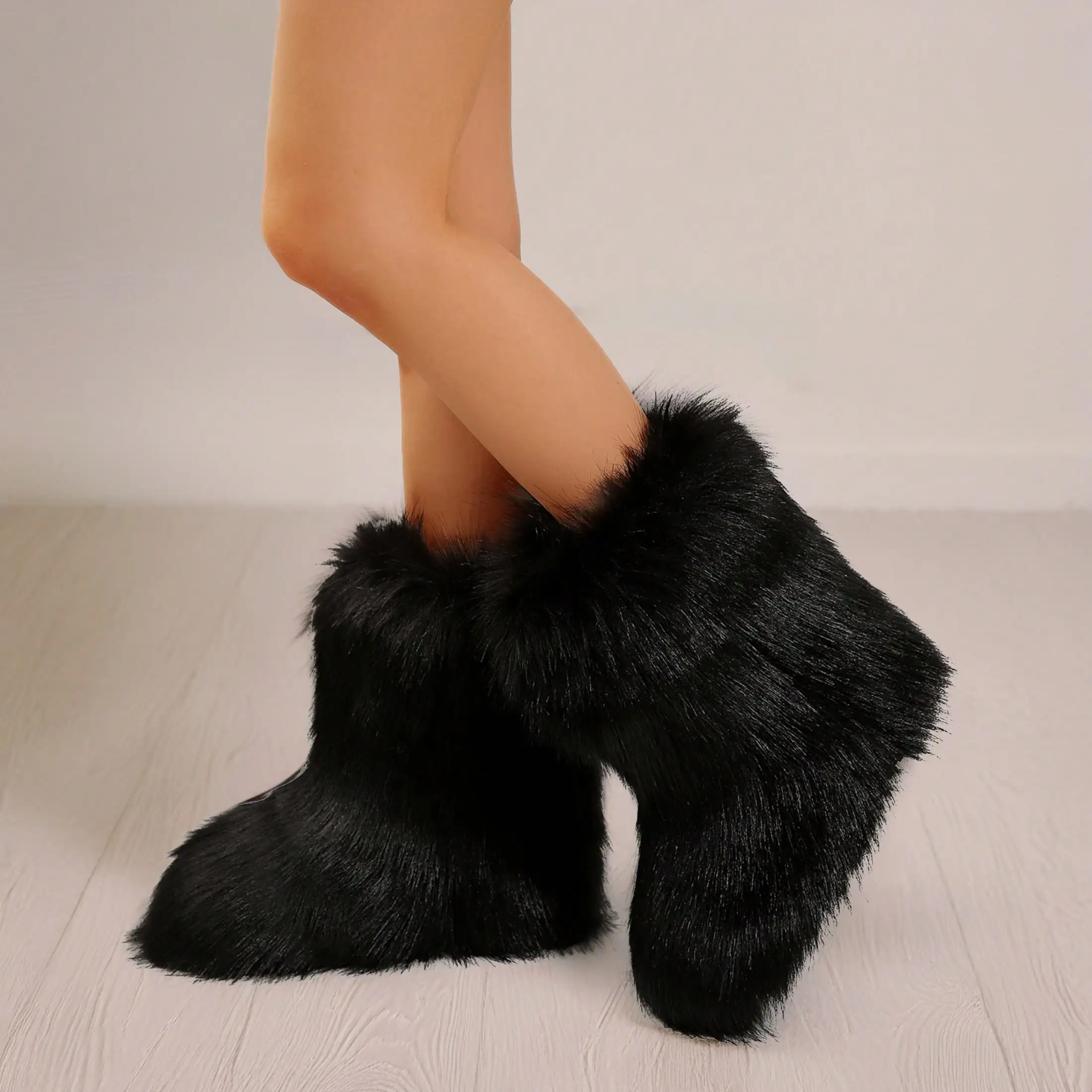 Stylish Personalized Winter Boots For Women - Adorable Spicy Girl Mid-Length Snow Boots, Cozy And Warm,Fluffy Boots Faux Fur Boots Women Shoes sx2408063378711065