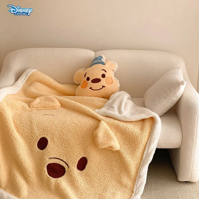 

Disney Winnie the Pooh coral fleece blanket autumn and winter sofa Stitch blanket lamb's wool thickened warm nap cover blanket