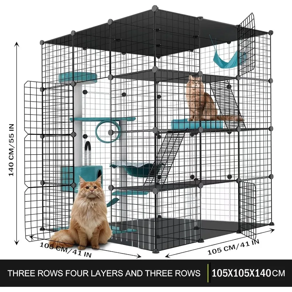 Large cat cage enclosure Indoor cat game enclosure Pet house Small animal house Removable metal wire kennel Flat noodles box