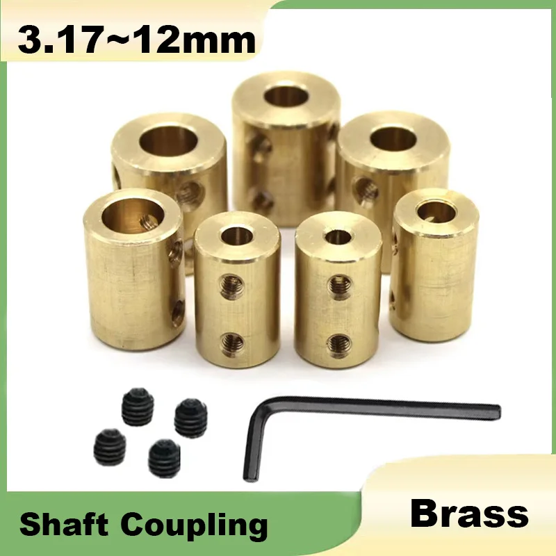 1Pcs Brass Rigid Motor Shaft Coupling Coupler 3.17/4/5/6~12mm Transmission Connector Sleeve Adapter For RC Boat Car Airplane