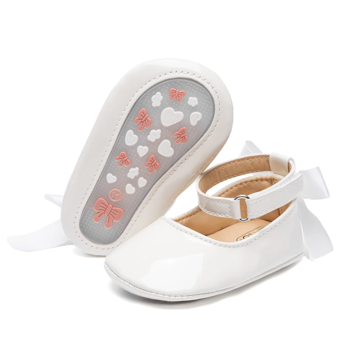 Baby Mädchen Mary Jane Ballerinas aus Lackleder mit Schleife, Prinzessinnen-Kleiderschuhe, rutschfeste weiche Sohle, für Kleinkinder, Prewalker, Party – Detail 36
