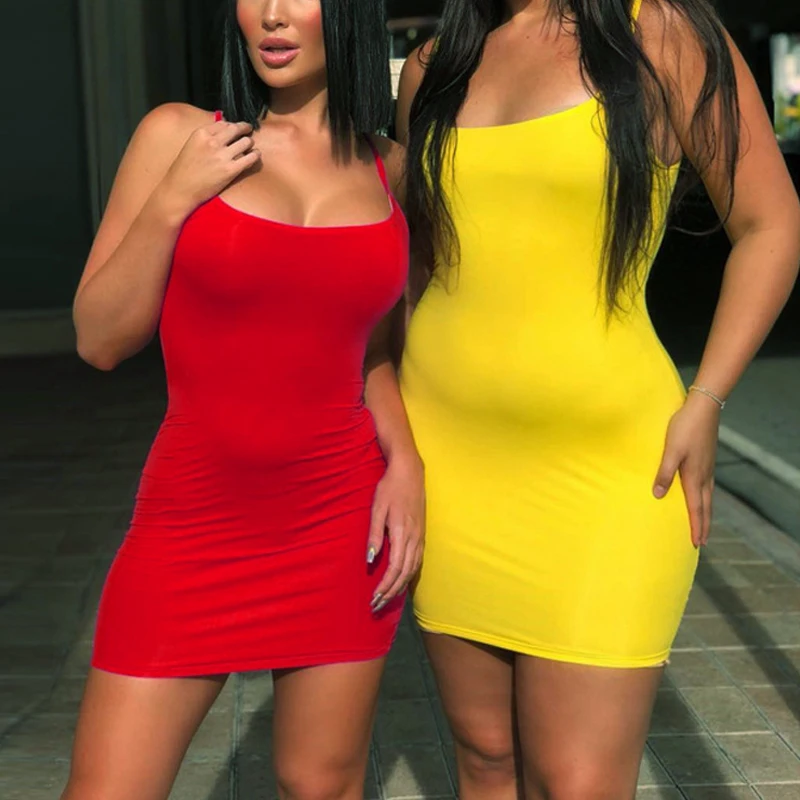 Summer Nightclub Dress Street Bodycon Dress Sexy Short Dress For Women Tight-Fitting Wrap Hip Over-The-Knee Sleeveless Dresses